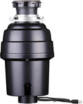 Powerful 1HP Stainless Steel Garbage Disposer, Dishwasher-Friendly and Continuous Feeding Waste Disposer, Grinding Material Four-Stage Grinding, Black