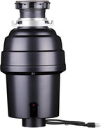 Powerful 1HP Stainless Steel Garbage Disposer, Dishwasher-Friendly and Continuous Feeding Waste Disposer, Grinding Material Four-Stage Grinding, Black