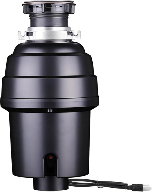 Powerful 1HP Stainless Steel Garbage Disposer, Dishwasher-Friendly and Continuous Feeding Waste Disposer, Grinding Material Four-Stage Grinding, Black