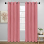 Easy-Going Blackout Curtains for Bedroom, Solid Thermal Insulated Grommet and Noise Reduction Window Drapes, Room Darkening Curtains for Living Room, 2 Panels (52x84 in,Pink)