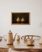 HUARCEY Gold Framed Vintage Wall Art for Living Room, Pear Fruits Painting Prints Shelf Decor for Kitchen, Aesthetic Bedroom Wall Art Decor, Christmas Gift for Friends or Family (Two Pears 16"x24")