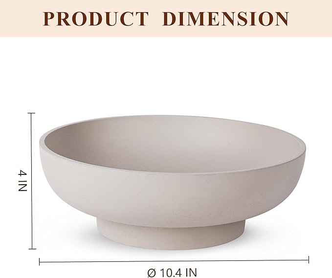 Large Decorative Concrete Bowl, Modern Handicraft Bowls for Home Decor, Decorative Fruit Bowl for Kitchen Counter, Stylish Key Bowl for Entry Table, Gray