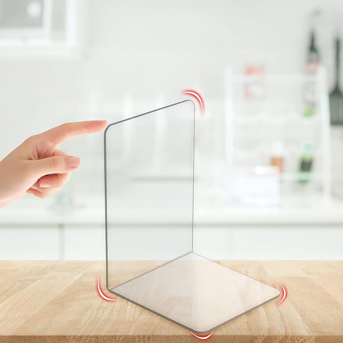 Lulonpon 8 Pieces Book Ends, Bookends, Books Stand, Books Stoppper, Clear Bookend for Shelves, Acrylic Book Ends for School, Library, Desktop Organizer ﻿