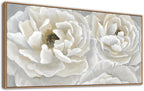 arteWOODS Cream White Flowers Framed Wall Art - Soft Peony Pictures for Wall Decor Elegant Blossom Flower Painting Artwork Botanical Prints for Living Room Home Office Wall Decoration 20" x 40"