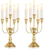 Sziqiqi Candelabra Candle Holder Gold Set of 2-5-stem Metal Candlestick Holders for Taper Candles for Centerpieces Table Wedding Birthday Fireplace Christmas Decor