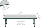 FDP Rectangle Activity School and Classroom Kids Table (30 x 72 inch), Chunky Toddler Leg, Adjustable Height 15-24 inches - Gray Top and Green Edge