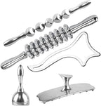 ONUEMP 5-in-1 Stainless Steel Therapy Massage Tools, Gua Sha Scraping Fascia Massage, Maderoterapia Kit Colombiana for Lymphatic Drainage, Cellulite Remover, Ice Body Sculpting