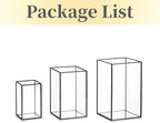 Glass Hurricane Candle Holder Large - Hewory 3pcs Black Rectangle Flower Holders Centerpiece for Table, Tall Floor Square Pillar Candle Lantern for Wedding, Anniversary, Party, Fireplace, Dining Room