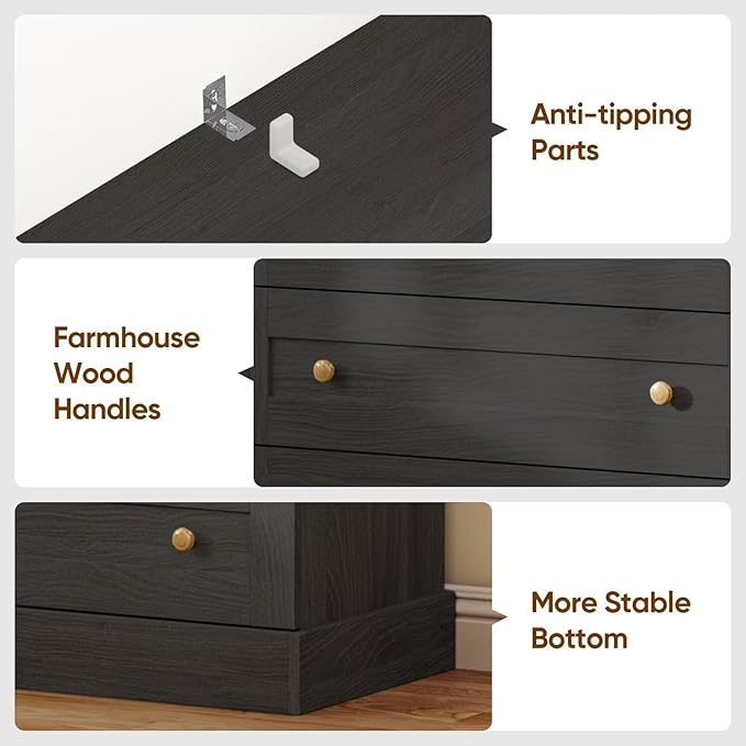 Vyre 71" Tall Farmhouse Bookshelves with Glass Doors, Set of 2 – Large Modular Bookcase with Adjustable Shelves, Storage Cabinet for Living Room, Kitchen, Home Office, Black