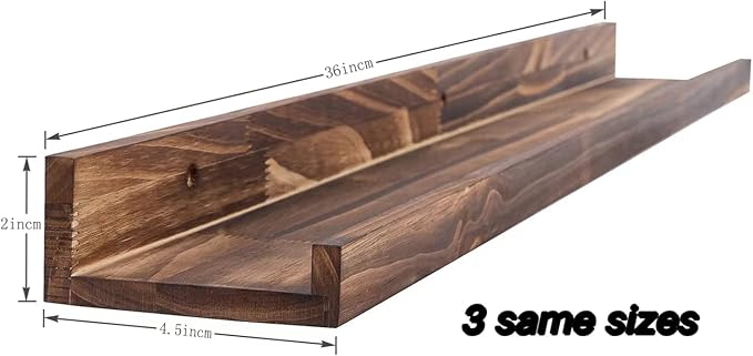 AZSKY Large Floating Shelves 36 Inch Wood Wall Mounted Set of 3 Floating Bookshelf Long Wooden Picture Ledge Shelf for Home Decoration