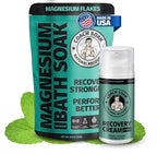 Coach Soak Recovery Bath Soak & Cream - Alternative to Epsom Salt Bath Soak - Fast-Absorbing Pure Magnesium Flakes with 21 Minerals, Bath Salts & Essential Oils - 2 Pack - Cooling Peppermint