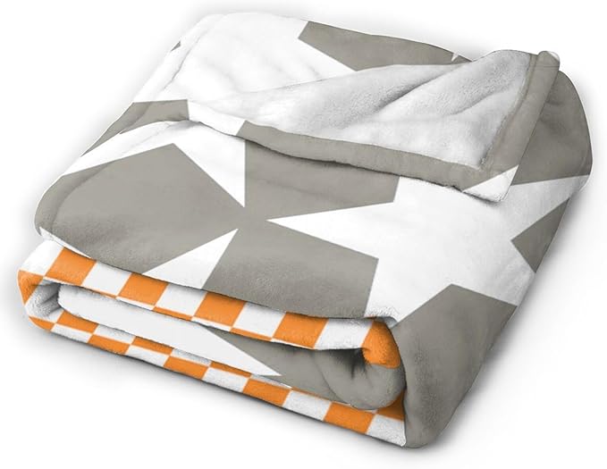 HGOD DESIGNS Tennessee Throw Blanket Ultra Soft Warm All Season Tennessee Orange Grey Star Flag Decorative Fleece Blankets for Bed Chair Car Sofa Couch Bedroom 40"X50"