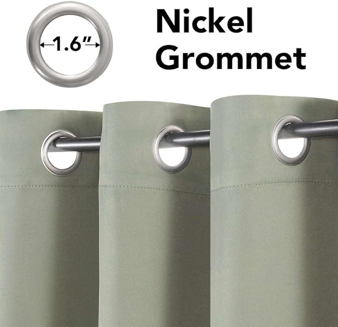 H.VERSAILTEX Winter Season Thermal Insulated Nickel Grommet Blackout Curtains/Draperies for Bedroom/Living Room - 2 Panels Set - 52x72 Inch - Solid Light Sage