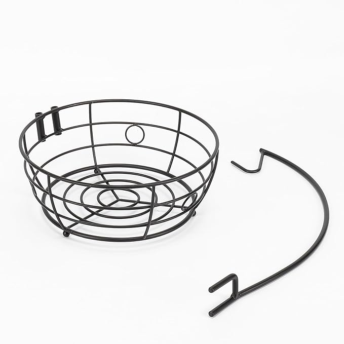 Livabber Countertop Fruit Basket Bowl with Banana Hanger, Modern Standing Fruit Vegetable Bowl Storage, with Banana Tree Holder for Kitchen Dinning Table (Round Metal, Black)