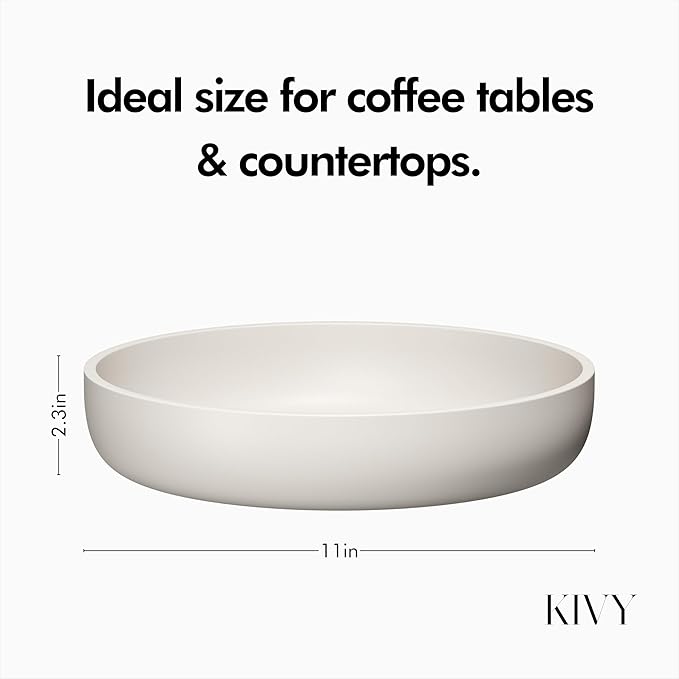 KIVY Concrete Fruit Bowl for Kitchen Counter - Large Decorative Bowl for Home Decor - Modern Fruit Basket for Entryway Table - Concrete Bowl - Decorative Bowls for Home Decor - White Fruit Bowl Decor