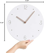 Stephanie Imports Modern Minimalist Wood on White Silent Wall Clock