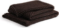 YnM Chunky Cotton Knit Throw Blanket, Cable Knit Throws for Bed Couch Sofa, Comfy & Relaxing, Decorative Piece for Farmhouse Modern Boho Rustic Scandinavian Chic Vibe, Chocolate Brown 40x50 Inches
