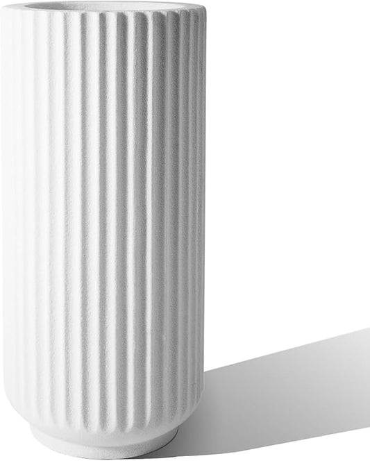 31.5 Inch Tall Roman Column Concrete Planter（14.2Dx31.5H，36 Pounds）,Durable All-Weather Use with Drainage Holes,Large Tall Round Planter for Outdoor Indoor Plants