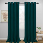 Easy-Going Blackout Curtains for Bedroom, Solid Thermal Insulated Grommet and Noise Reduction Window Drapes, Room Darkening Curtains for Living Room, 2 Panels (52x108 in,Deep Teal)