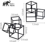 MyGift Modern Matte Black Metal Geometric Bookends in 3 Cube Frame Design, Decorative Book Stands for Home Library Bookshelf Office Desk, 1 Pair, Handcrafted in India