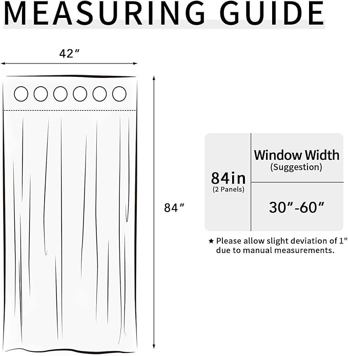 Easy-Going Blackout Curtains for Bedroom, Solid Thermal Insulated Grommet and Noise Reduction Window Drapes, Room Darkening Curtains for Living Room, 2 Panels (42x84 in, Greyish White)