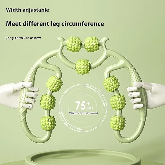 10 Roller Circular Leg Massager with Bonus Massage Stick – Manual Back & Leg Rollers, Relajador de Piernas Set, Circular Leg Clamp Roller for Neck, Arms & Legs (Green)