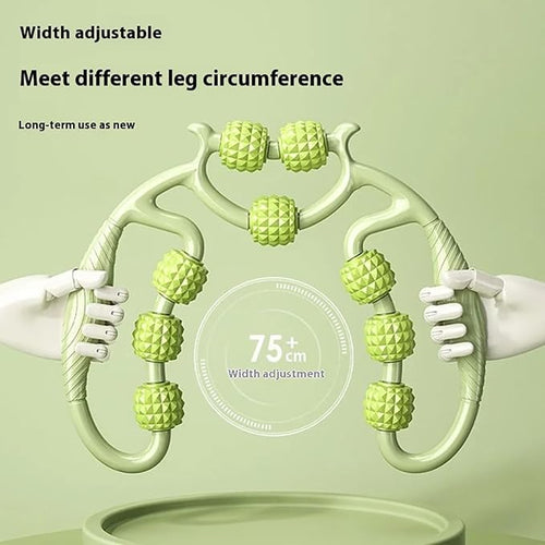 10 Roller Circular Leg Massager with Bonus Massage Stick – Manual Back & Leg Rollers, Relajador de Piernas Set, Circular Leg Clamp Roller for Neck, Arms & Legs (Green)