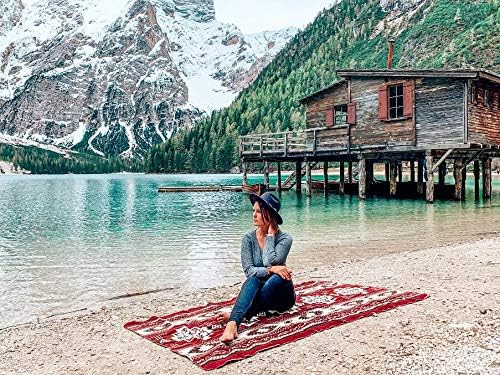 Inca Aztec Throw, Queen, King Blanket | Southwest Indian Navajo Boho Style | Native Cover for Camping, Bedding, Couch, Vanlife | Faux Alpaca, Lightweight, Hypoallergenic (Inti Red, Queen)