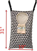 Adjustable Space Saving Door Hanging Laundry Hamper Bag with Stainless Steel Hooks