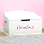 DIBSIES Personalized Creative Wonders Toy Box, Signature Series for Girls, 30 x 19.25 x 18 inches, Soft-Close Lid (White)