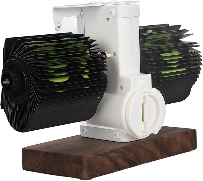 Flip Desk Clock, Retro Vintage Flip Desk Table Clock, Digital Clock Sided Large Numbers Mechanical Flip Clock Wood Base for Living Room, Study Room and Office（Frosted White）