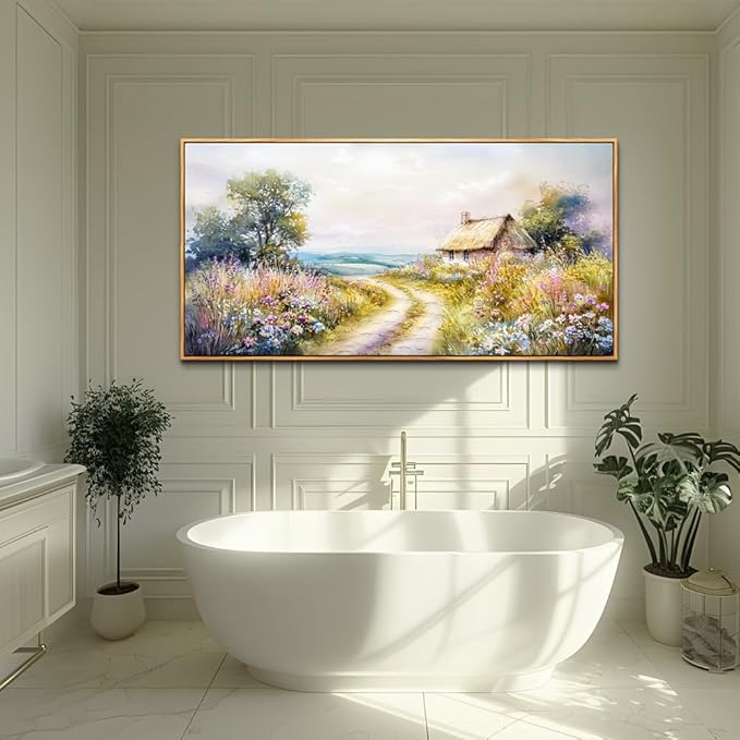 ZUITINGHUA Wood Framed Canvas Wall Art For Living Room Large Wall Decor For Office Bedroom Decoration Country Road Landscape Pictures Farmhouse Paintings Artwork Mural Aesthetic Home Decor 30x60 In