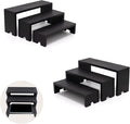 Display Wood Risers Wooden Stand 3 Tier Black Wood Racks Decorative Rectangular, 2 Set 6 Piece Cupcake Stands Cologne Perfume Organizer Dessert Showcase(Black)