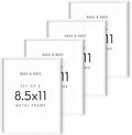 HAUS AND HUES 8.5x11 White Metal Picture Frames - Features Premium Aluminum, Shatterproof Plexiglass - Perfect for Diplomas, Documents, Certificates (8.5x11 in, White, Set of 4)