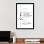 LuZhiQiang Love Is Patient Kind Wall Art 16"×11" Love Never Fails Sign 1 Corinthians 13 Bible Verse Wood Framed Wall Hanging Decor (Black)