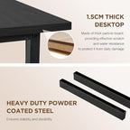 PayLessHere | 47 Inch Computer Desk | Black | Office Desk with Metal Frame, Adjustable Feet | Water-Resistant, Scratchproof Surface | Sturdy Writing Table for Home Office or Study | Pack of 1