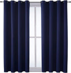 ChrisDowa Grommet Blackout Curtains for Bedroom and Living Room - 2 Panels Set Thermal Insulated Room Darkening Curtains (Navy Blue, 52W x 63L)