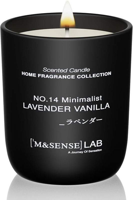 M&SENSE Natural Soy Candle| Lavender Vanilla | 5.3 oz | Minimalist Scented Candle for Relaxation, Gifting, Home Décor | for Bedroom, Office, Party Small