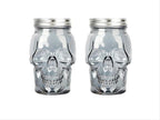 Set of 2 Skull Mason Jar Glasses with Lids | 16oz Reusable Halloween Drinking Glasses | Unique Skull Décor, Storage, & Canning Jars for Parties & Gifts