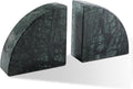 Marble Bookend for Shelves, Non-Skid Bookends for Heavy Books, Heavy Duty Book Stopper for CDs, Luxury Book Shelf Holder, Quarter Circle Design Book Ends Decorative, Indian Green, Set of 2