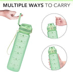 32oz Motivational Water Bottles with Time Marker & Fruit Strainer, Transparent Gradient Color Water Bottle with Times to Drink, Leakproof & BPA Free, Reusable Bottle with Strap (No Straw)