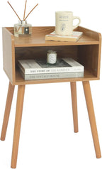 MaxSmeo Nightstand, Mid Century Modern Side Table Bedroom with Storage, Small End Bedside Table with Solid Wood Legs for Living Room, Office Small Spaces (Brown)