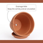 INGOFIN 12 Inch Terracotta Pot with Saucer - Ceramic Clay Pot for Plants with Drainage Hole, Large Terra Cotta Flower Planter with Tray for Indoor Outdoor Plants