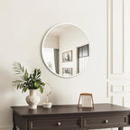 Fabuday White Round Mirror for Wall 20 inch - Circle Mirror for Bathroom, Entryway, Living Room, Hallway, Bedroom Decor, Small Matte Frame Mirrors