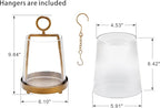 6" Wide Modern Farmhouse Metal Hurricane Candle Holder with Handmade Sturdy Glass Sleeve in Antique Brass for Pillar Candle & Plants, Hurricane Lantern, Industrial, Minimalistic (1, Brass, 6"x10")