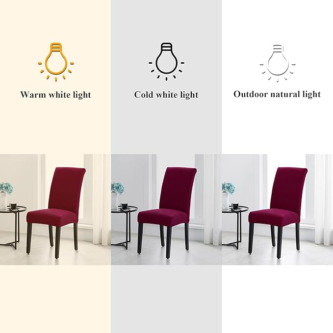 Joccun Chair Covers for Dining Room Set of 4,Dining Chair Slipcovers Stretch Dining Room Chair Covers Seat Protector,Washable Parsons Chair Cover for Home,Hotel(Wine Red,4 Pack)
