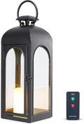 Bdor 16 Inches Metal and Stainless Steel Glass Decorative Lantern with Electronic Wax Effect - Indoor/Outdoor Decorative Lighting, Handcrafted Aesthetic, Perfect for Home, Parties, and Holiday Decor
