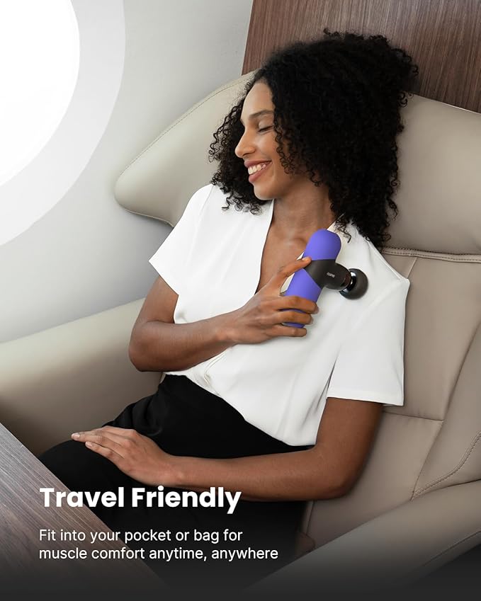 RENPHO Mini Thermal Massage Gun with Heat, Portable Deep Tissue Percussion Massager, Color Silicone Sleeves Travel Size with Carry Case, Purple