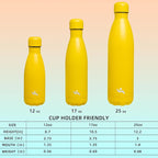 Insulated Water Bottles,25 oz Double Wall Stainless Steel Vacumm Metal Flask for Sports Travel,Yellow