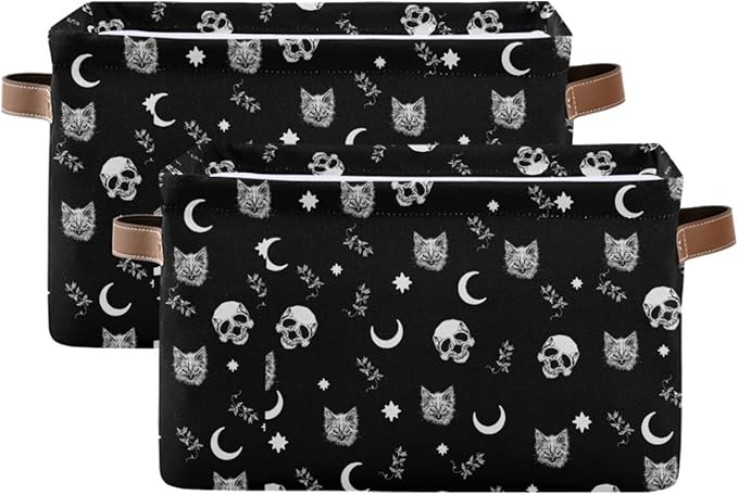 Gothic Pattern Storage Bins Collapsible Shelf Basket Cube with Handle for Nursery Bedroom Bathroom